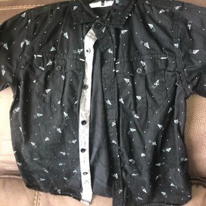 short sleeve black dress shirt